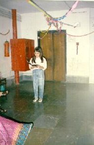 Gazal rehearsing before taking part in a play Sonal and she had organized in our apartment complex 