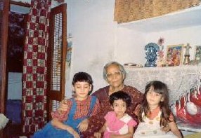 Sonal and Gazal with my mother and my niece Swati, during one of our visits to New Delhi